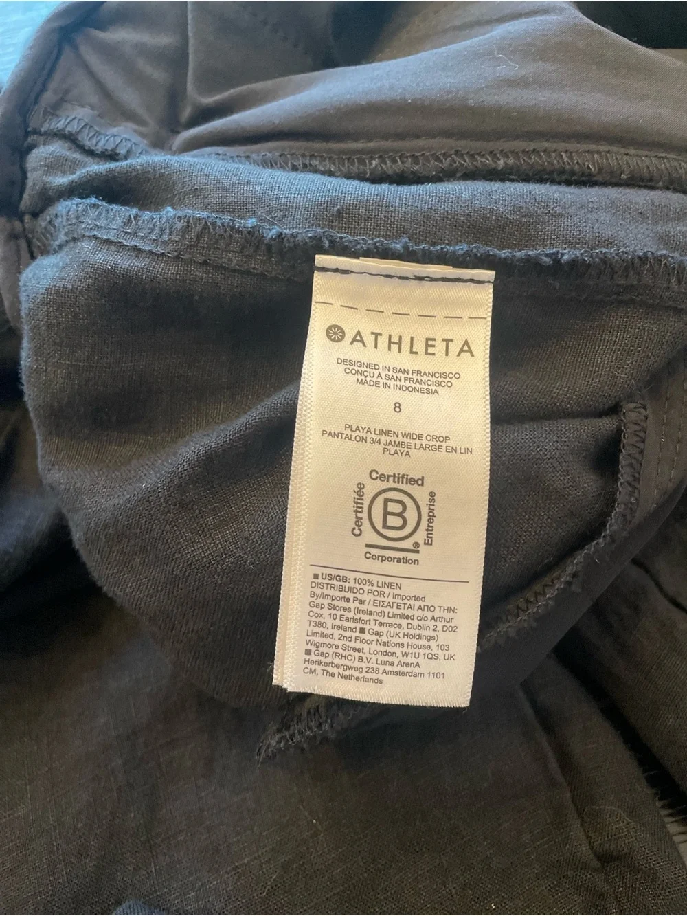 Athleta PLAYA luxurious 100% Linen Black Wide Leg Crop Pants Sz 8 NWOT - Picture 9 of 14